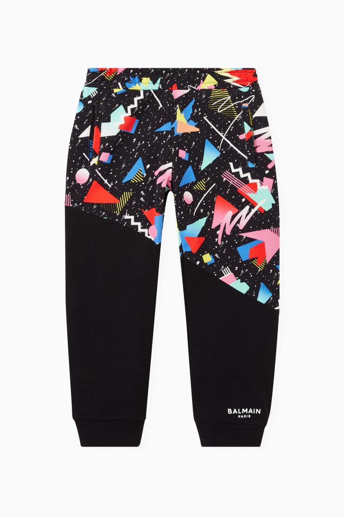 

Abstract Geometric Sweatpants in Jersey, Black