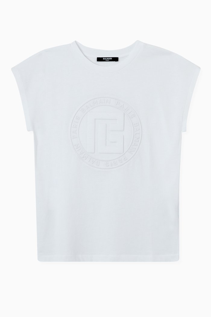 

Balmain Tonal Logo T-shirt in Cotton Jersey, White
