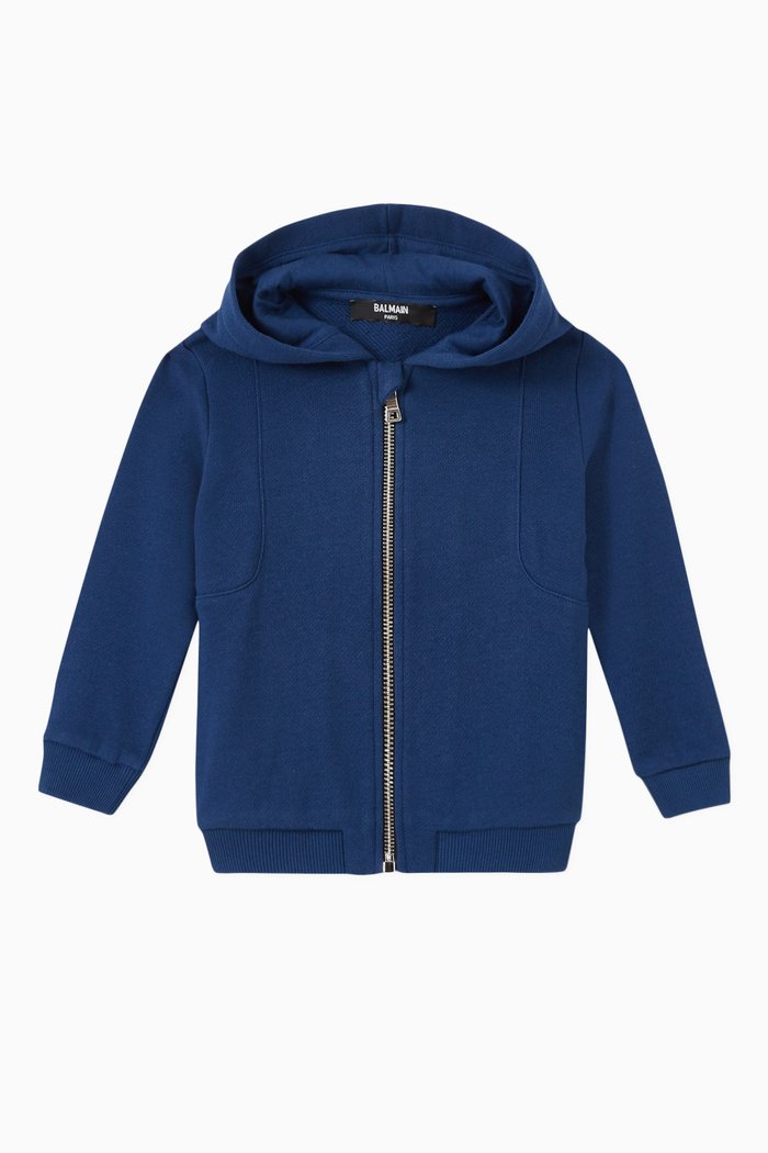 

Debossed Logo Hoodie in Fleece, Blue