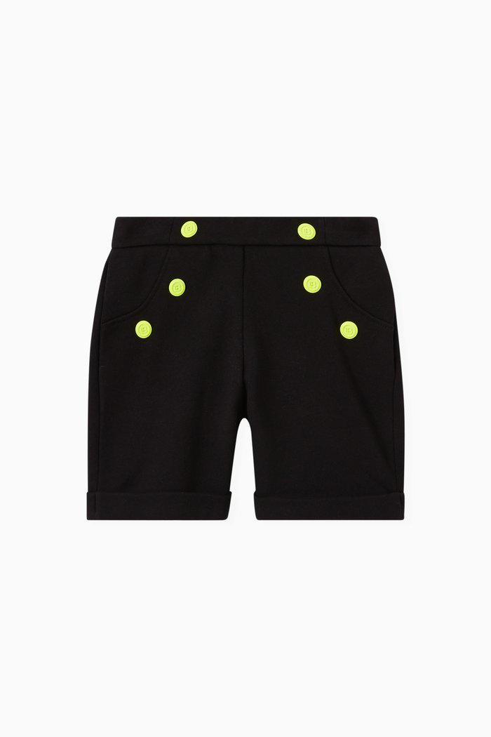 

Balmain Button Shorts in Cotton Twill, Black