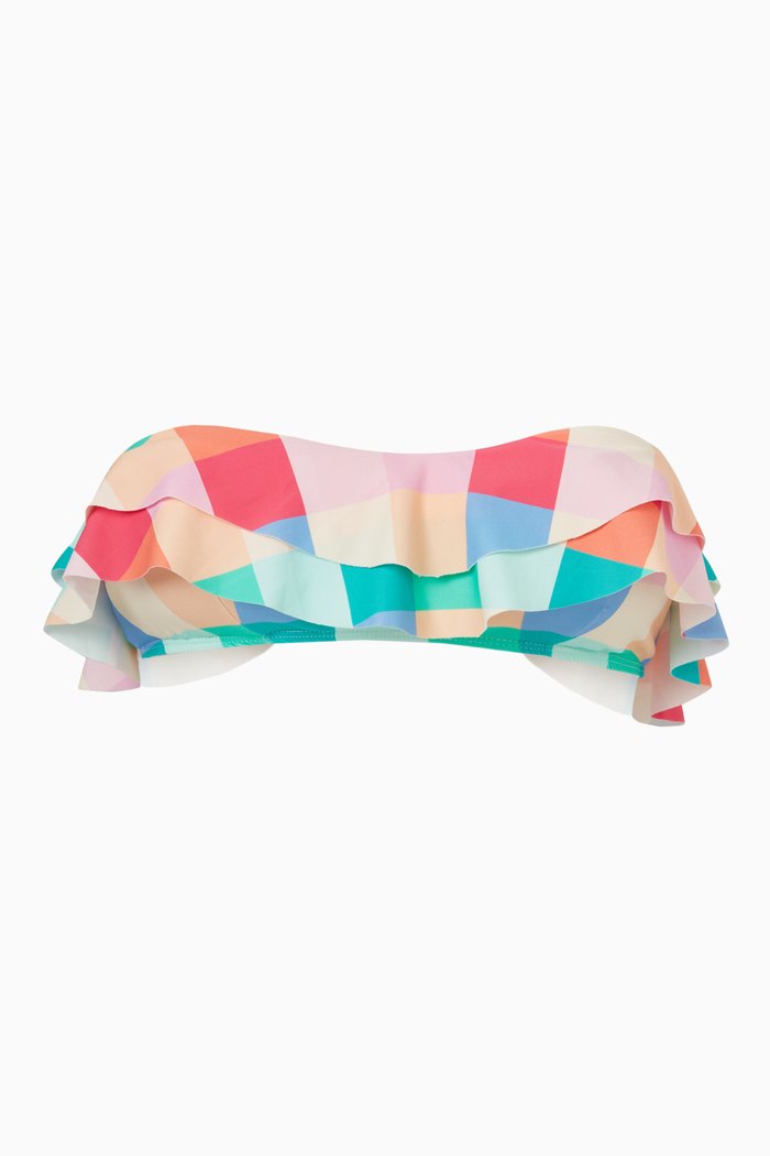 

Tahiti Bikini Top in Tropical Check Sustainable Nylon, Multicolour