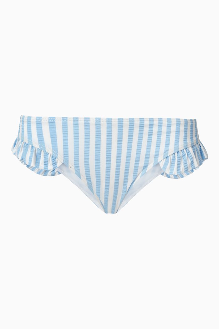 

Christy Bikini Bottoms in Placid Stripe Sustainable Nylon, Blue