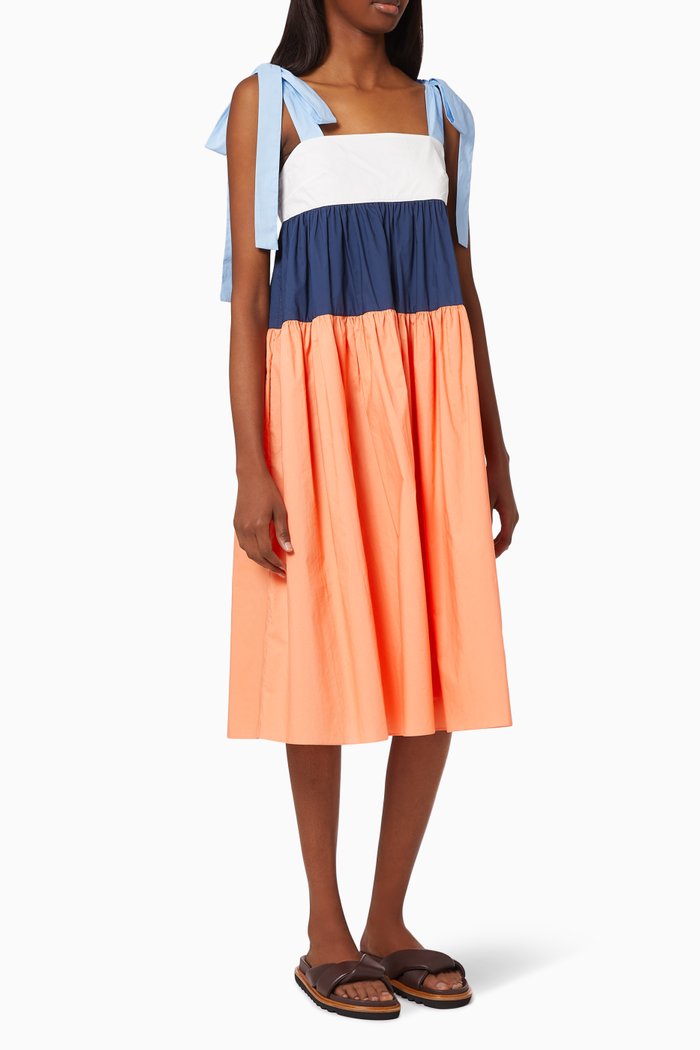

Laura Dress in Colourblock Cotton, Multicolour