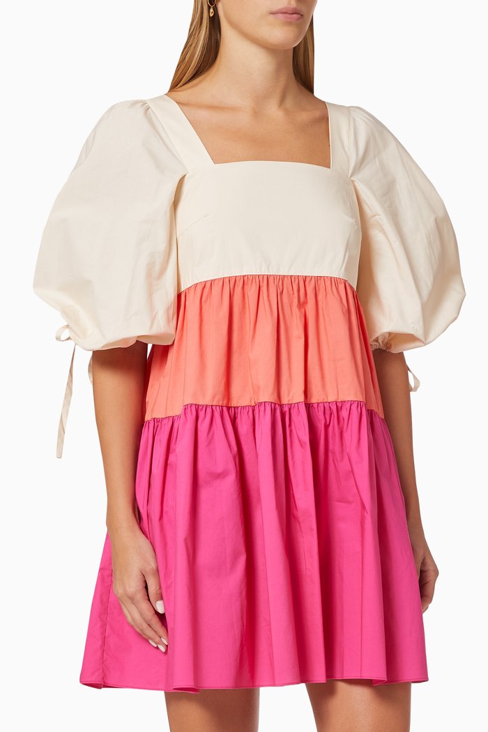 

Martha Dress in Colourblock Cotton, Multicolour