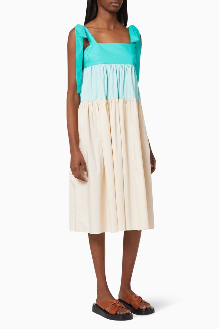 

Laura Dress in Colourblock Cotton, Multicolour