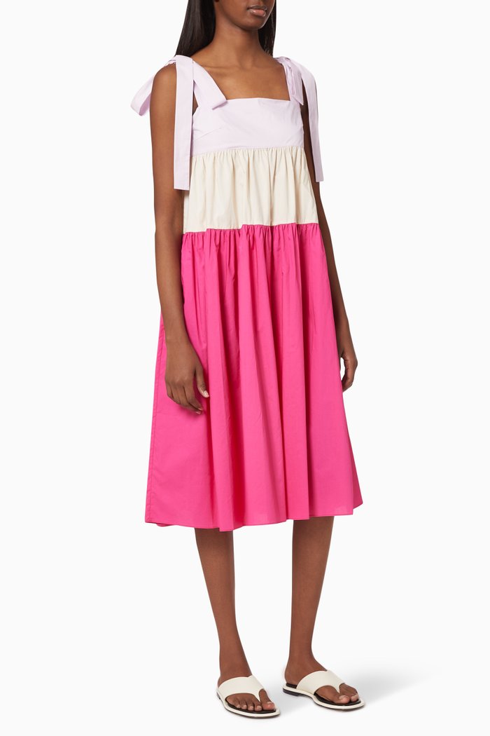 

Laura Dress in Colourblock Cotton, Multicolour