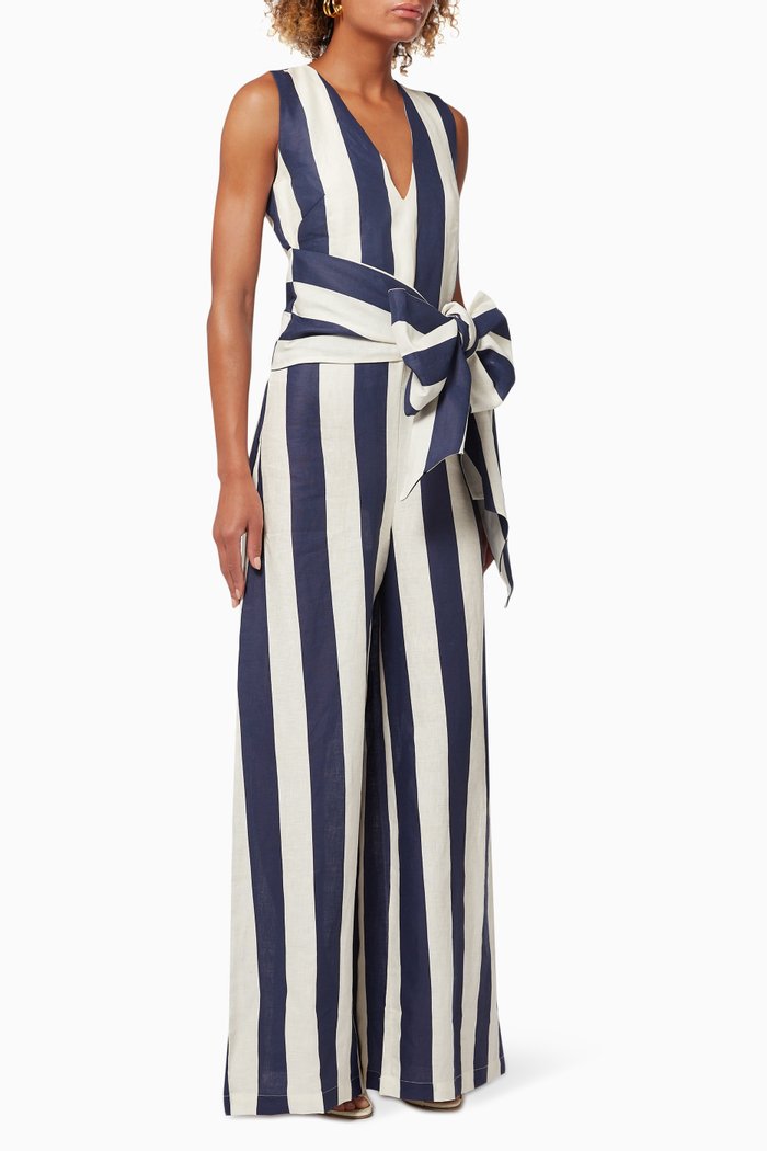 

Vivienne Jumpsuit in Shipmate Linen, Blue