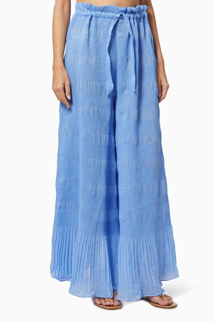 

Boxer Trousers in Textured Polyester, Blue