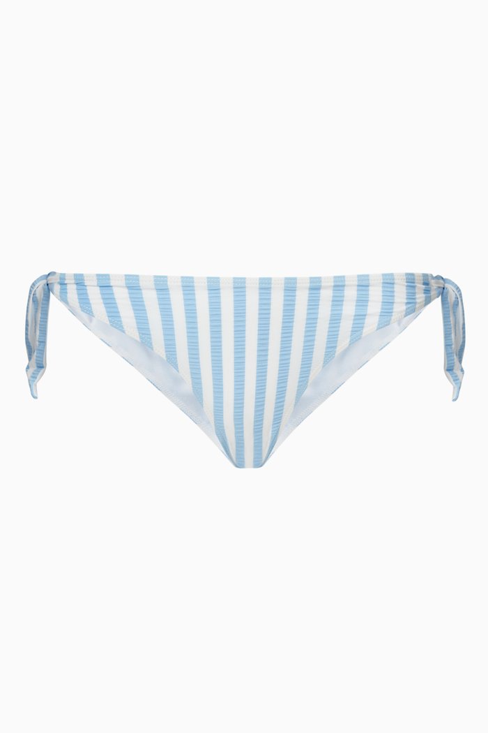 

Carla Bikini Bottoms in Placid Stripe Sustainable Nylon, Blue