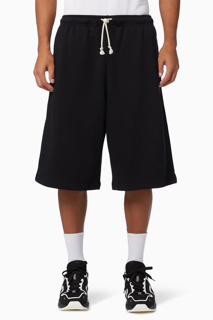 

Flack Face Sweat Shorts in Organic Cotton Fleece, Black