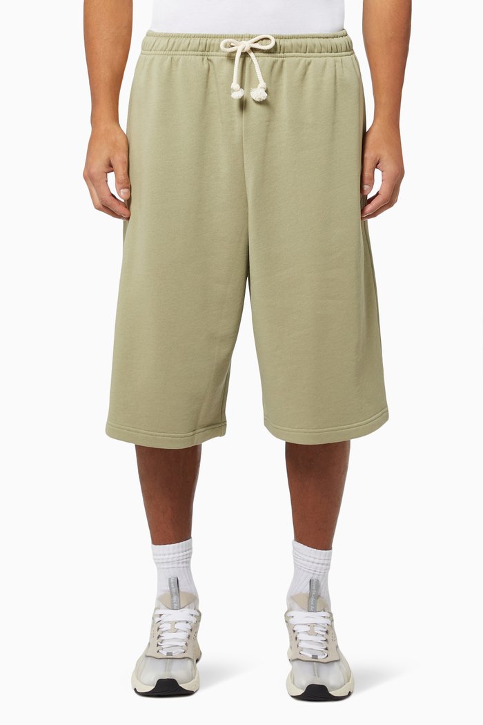 Flack Face Sweat Shorts in Organic Cotton Fleece, Green