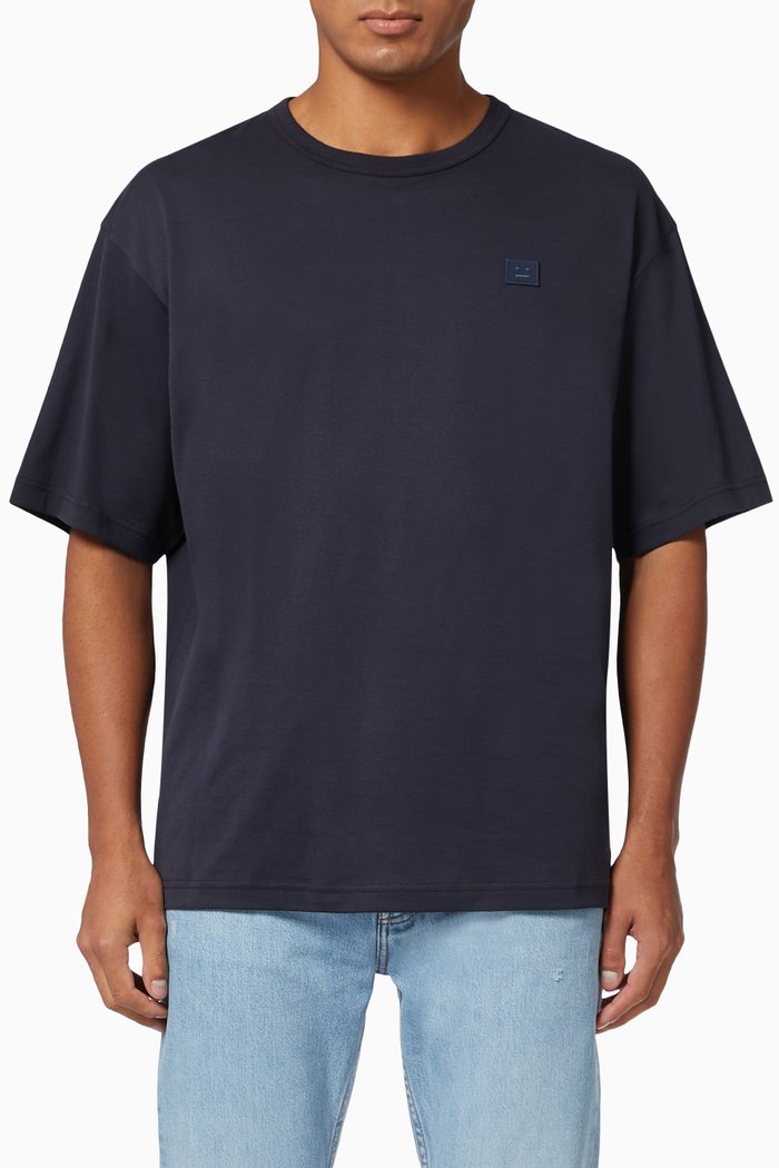 Exford Face T-shirt in Organic Cotton Jersey, Blue