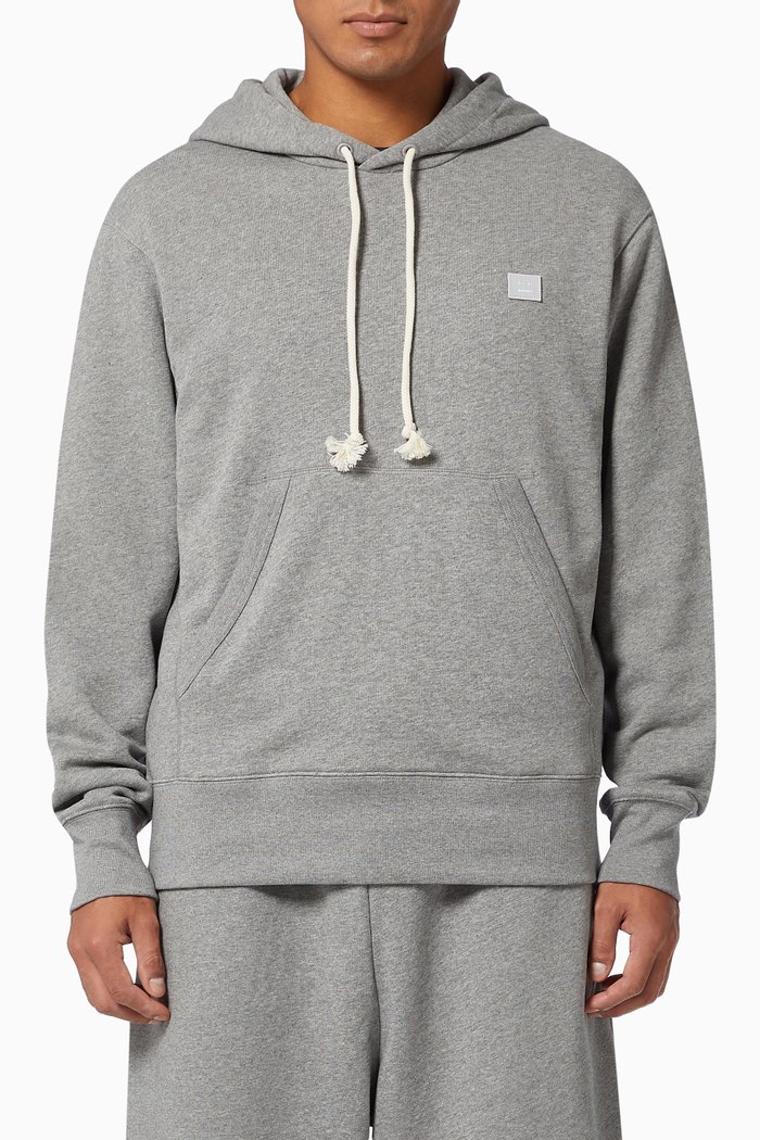 

Ferris Face Hooded Sweatshirt in Organic Cotton Fleece, Grey