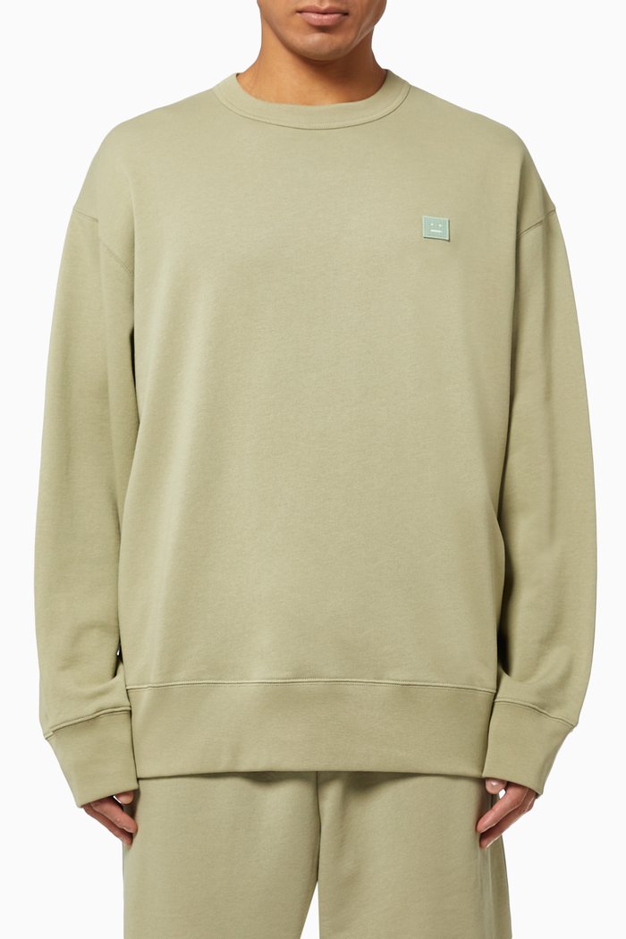 

Fonbar Face Sweatshirt in Organic Cotton Fleece, Green