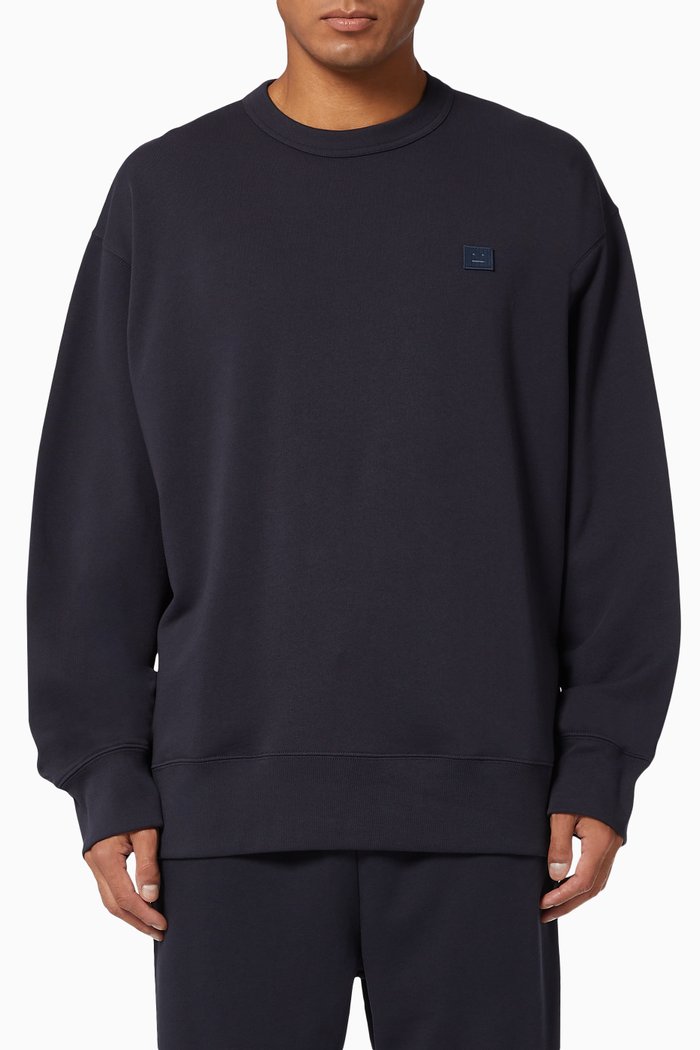 

Fonbar Face Sweatshirt in Organic Cotton Fleece, Blue