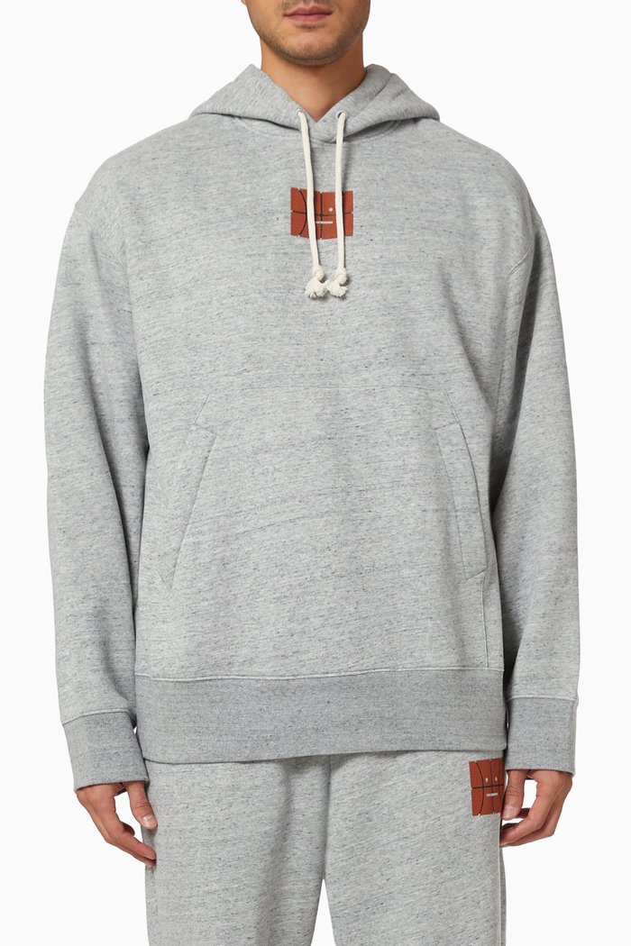 

Fonbar Basketball Face Hooded Sweatshirt in Cotton Blend Fleece, Grey
