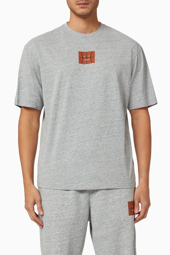 

Exford Basketball Face T-shirt in Cotton Blend Jersey, Grey
