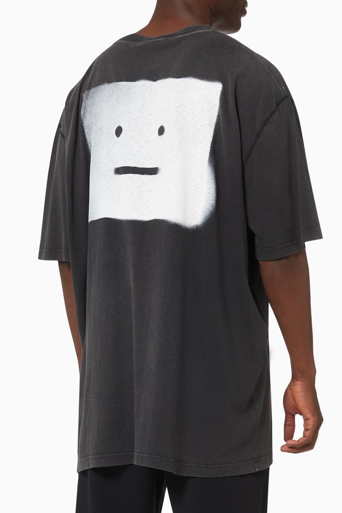 

Oversized Spray Paint Face T-shirt in Organic Cotton, Black