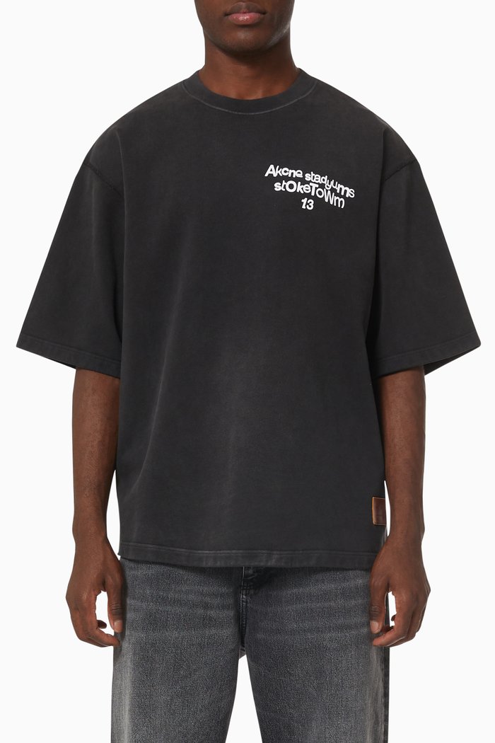 

Oversized Spray Paint Face Sweatshirt in Cotton Fleece, Black