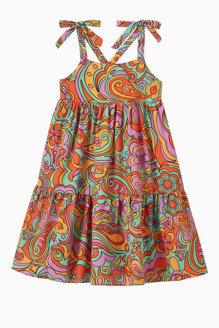 

Paisley Tiered Dress in Chiffon, Multicolour