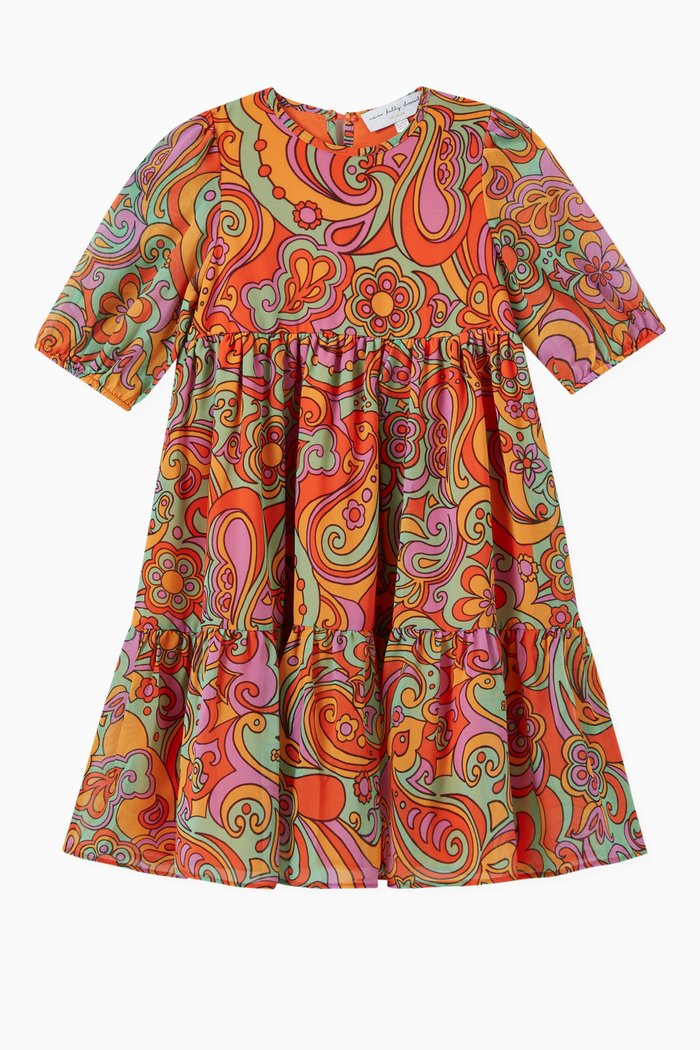 

Paisley Tiered Dress in Chiffon, Multicolour