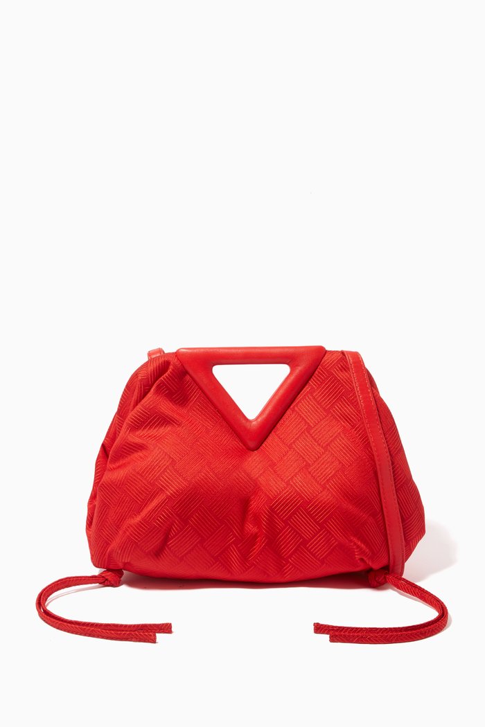 

Mini Point Top Handle Bag in Nylon Jacquard, Red