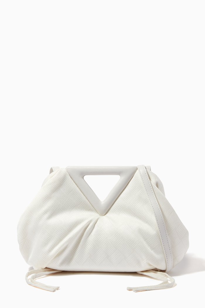 

Mini Point Top Handle Bag in Nylon Jacquard, White