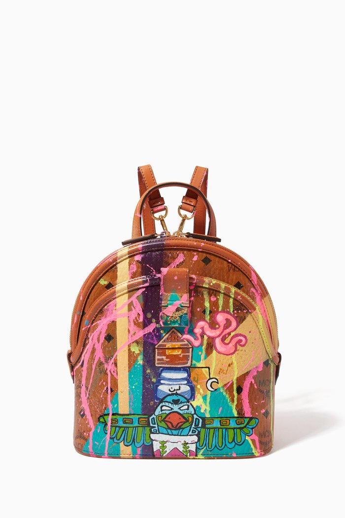 

x Hanan Kamal Small Anna Backpack in Visetos, Brown