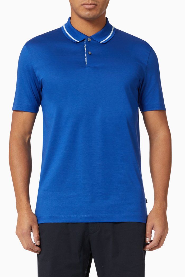 

Parlay 124 Polo Shirt in Mercerised Cotton, Blue