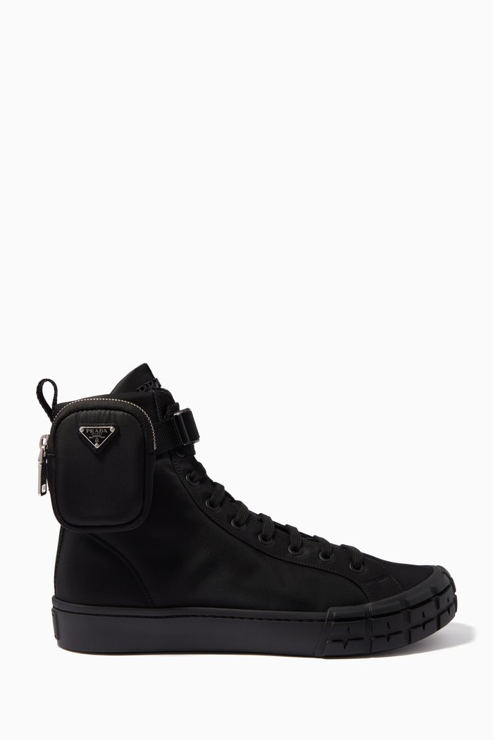 

Wheel High Top Sneakers in Re-Nylon Gabardine, Black