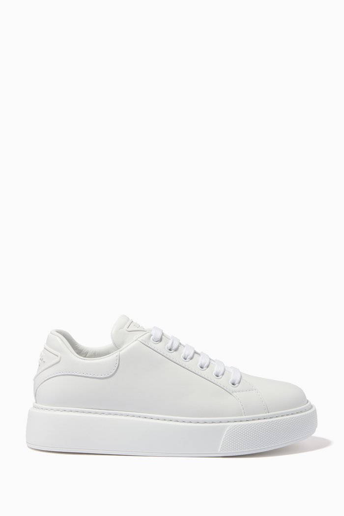 

Triangle Logo Sneakers in Calf Leather, White