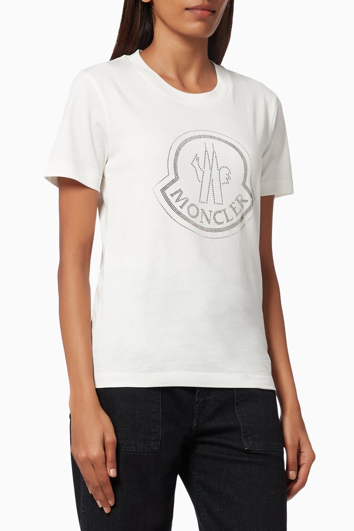

Embellished Logo T-shirt in Cotton, White