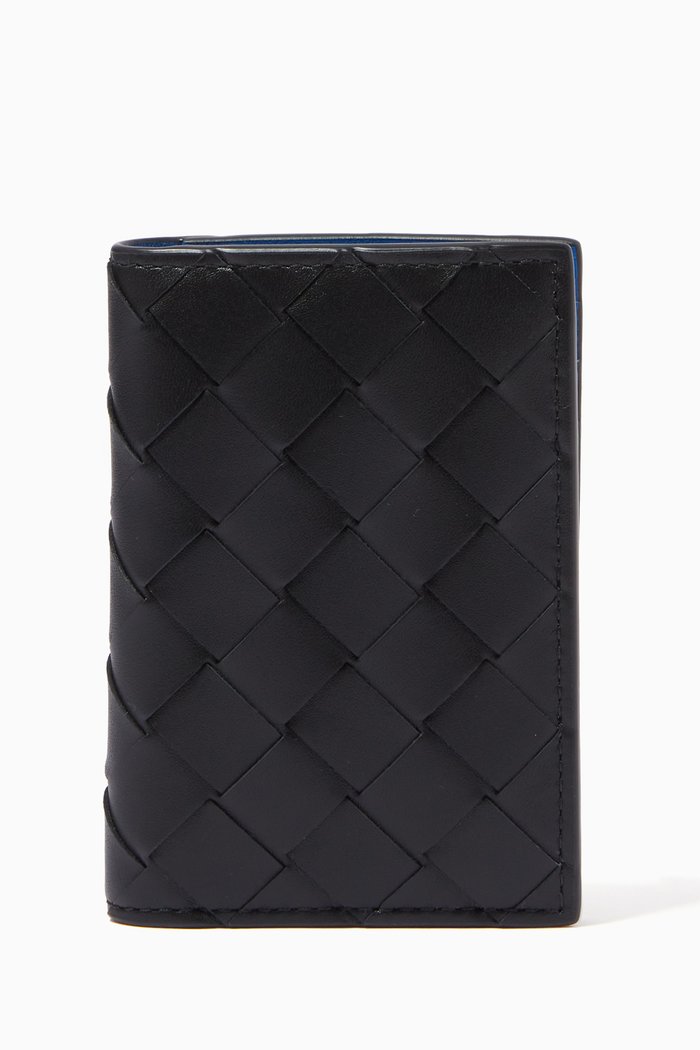 

Bi-fold Card Case in Intrecciato Calfskin, Black