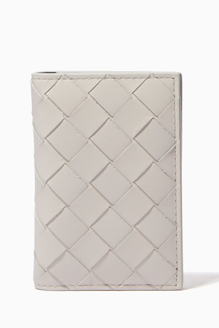 

Bi-fold Card Case in Intrecciato Calfskin, Black