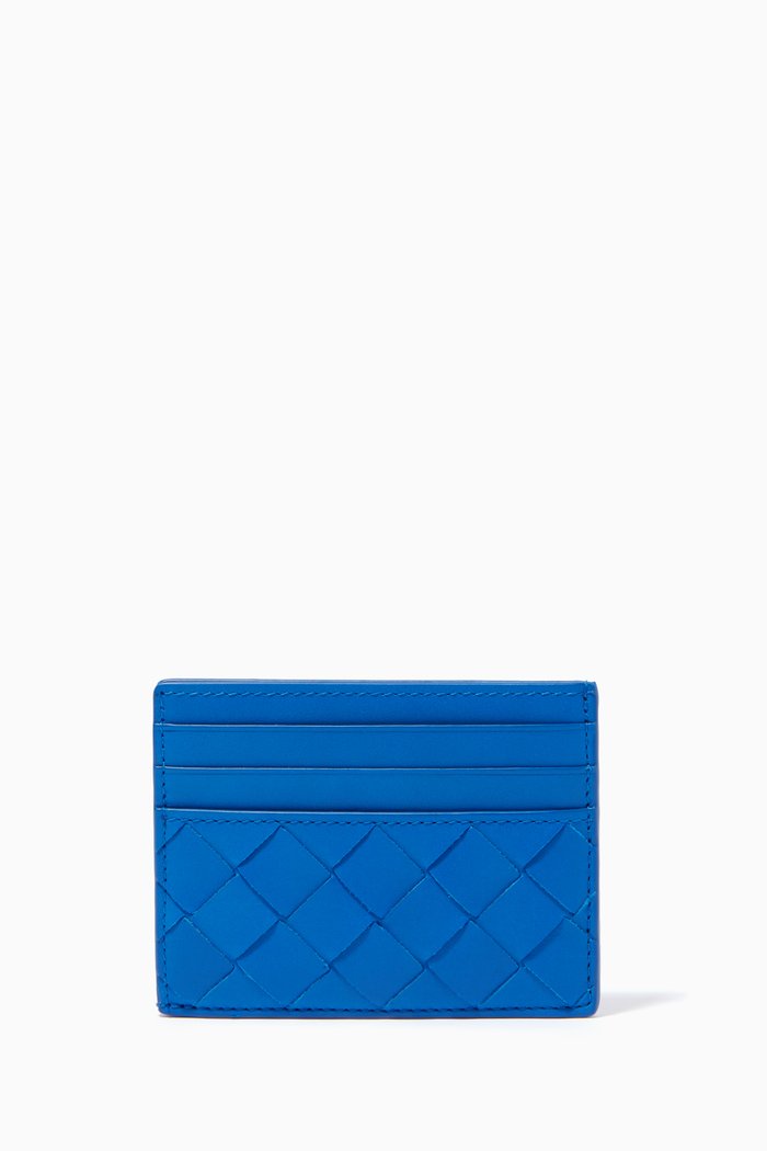 

Card Case in Intrecciato Calfskin, Blue