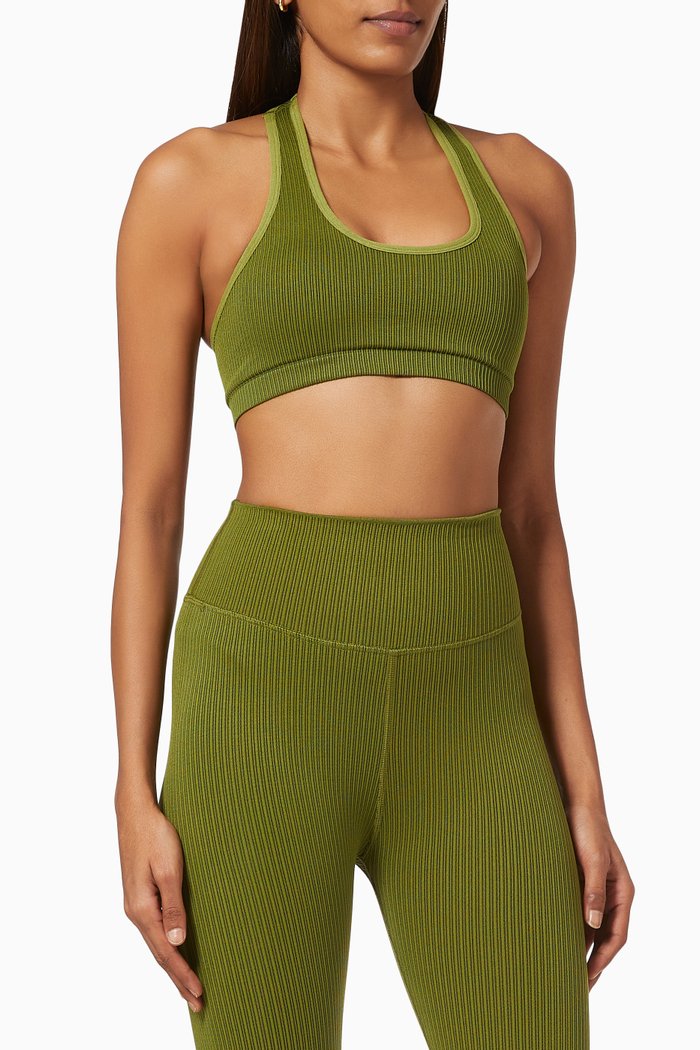 

Seamless Strappy Back Rib Bra in Nylon, Green