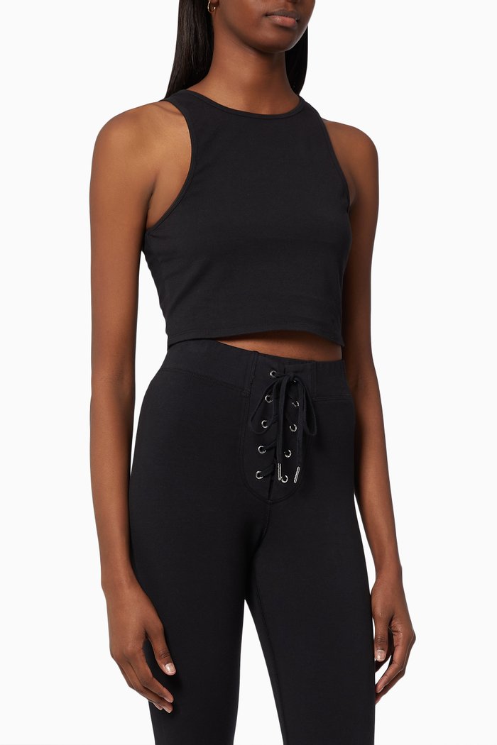 

Cut-in Cropped Top in Cotton, Black