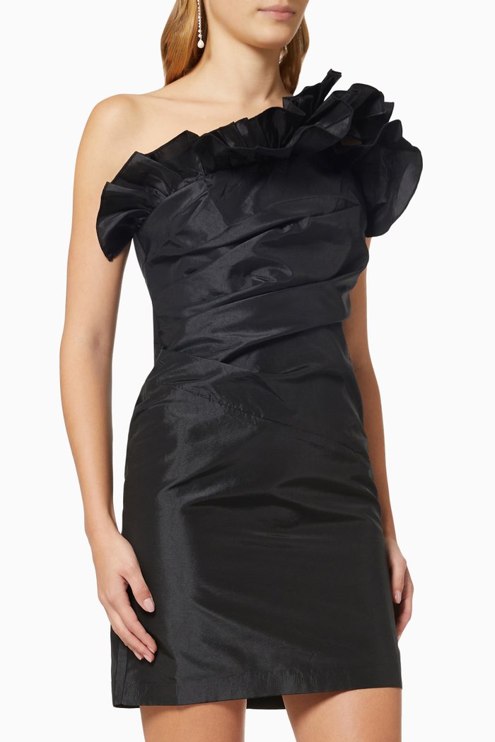 Fiama Dress in Taffeta, Black
