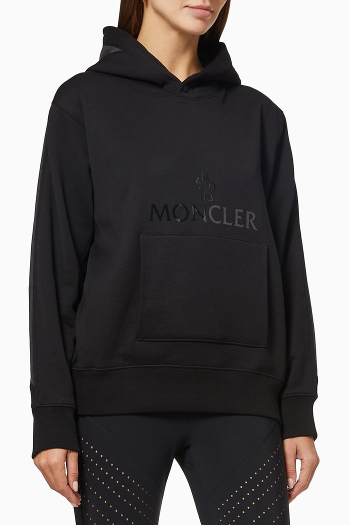 

Logo Print Hoodie in Cotton, Black