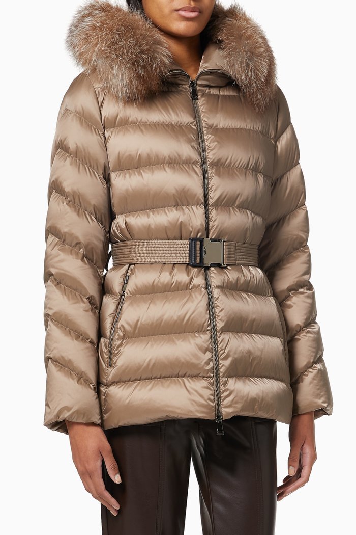 

Cupidone Quilted Puffer Hooded Jacket, Brown