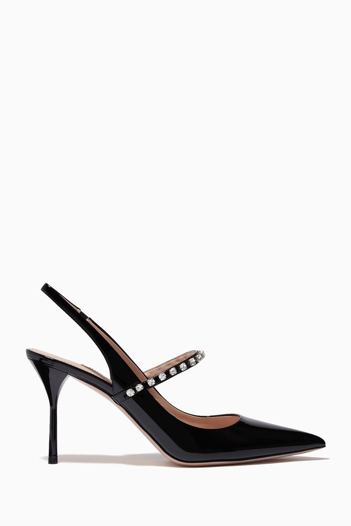 

Decollete 85 Slingback Pumps in Vernice Leather, Black