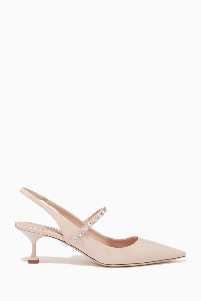 

Decollete 55 Slingback Pumps in Vernice Leather, Neutral