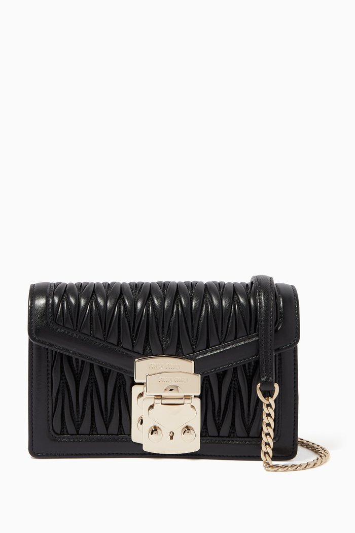 

Miu Confidential Shoulder Bag in Matelassé Leather, Black