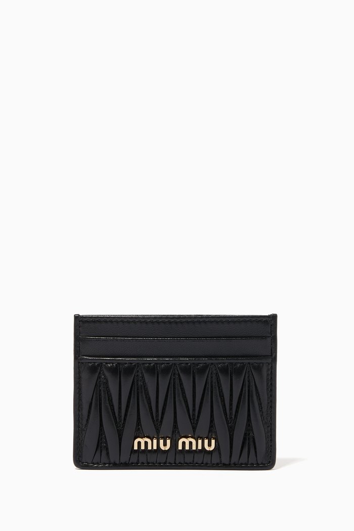 

Minuteria Card Holder in Matelassé Nappa, Black