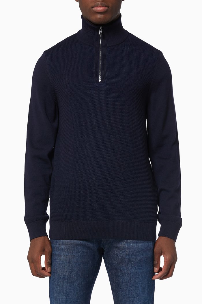 

Madan Sweater in Virgin Wool & Cotton, Blue