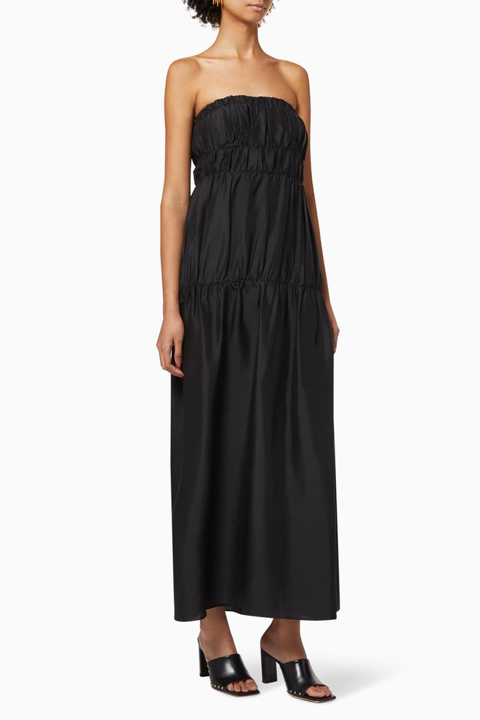 

Vivienne Strapless Dress in Silk, Black