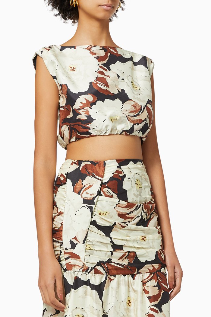 

Vivienne Crop Top in Silk, Multicolour