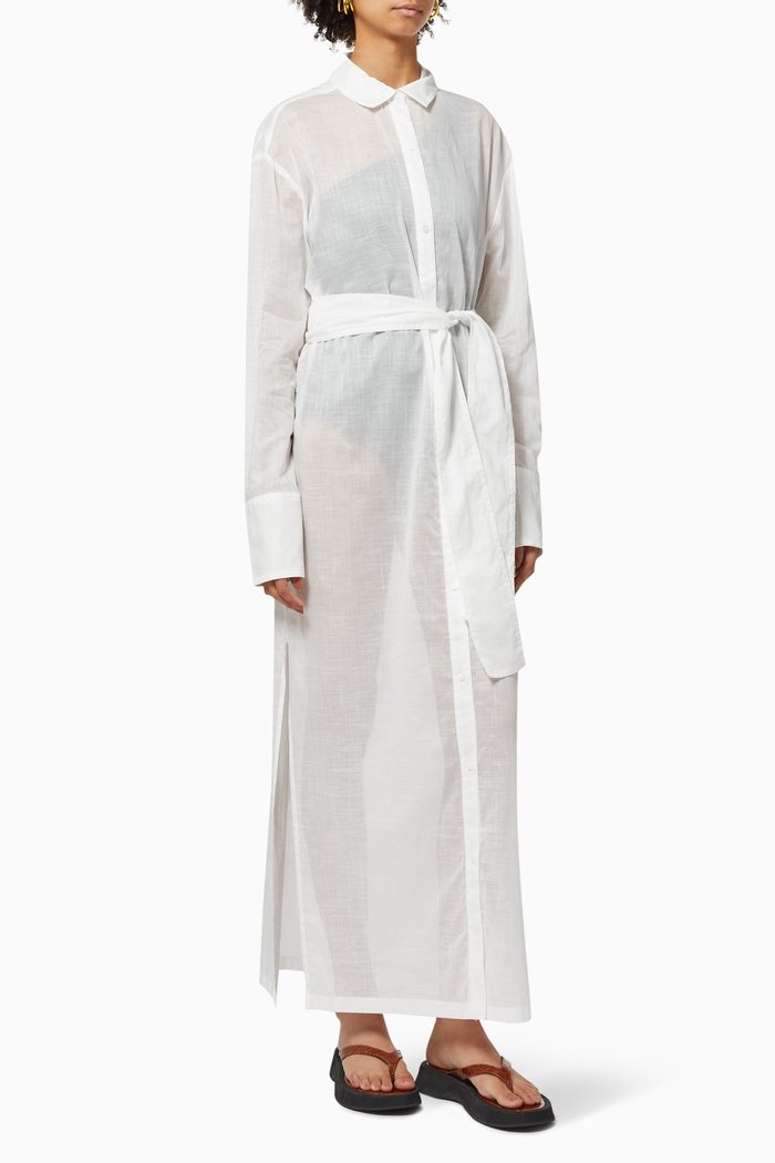 

Pierre Shirt Dress in Cotton Linen Blend, Neutral