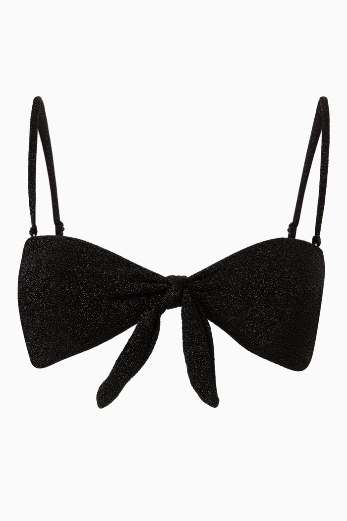 

Katrine Metallic Bikini Top, Black