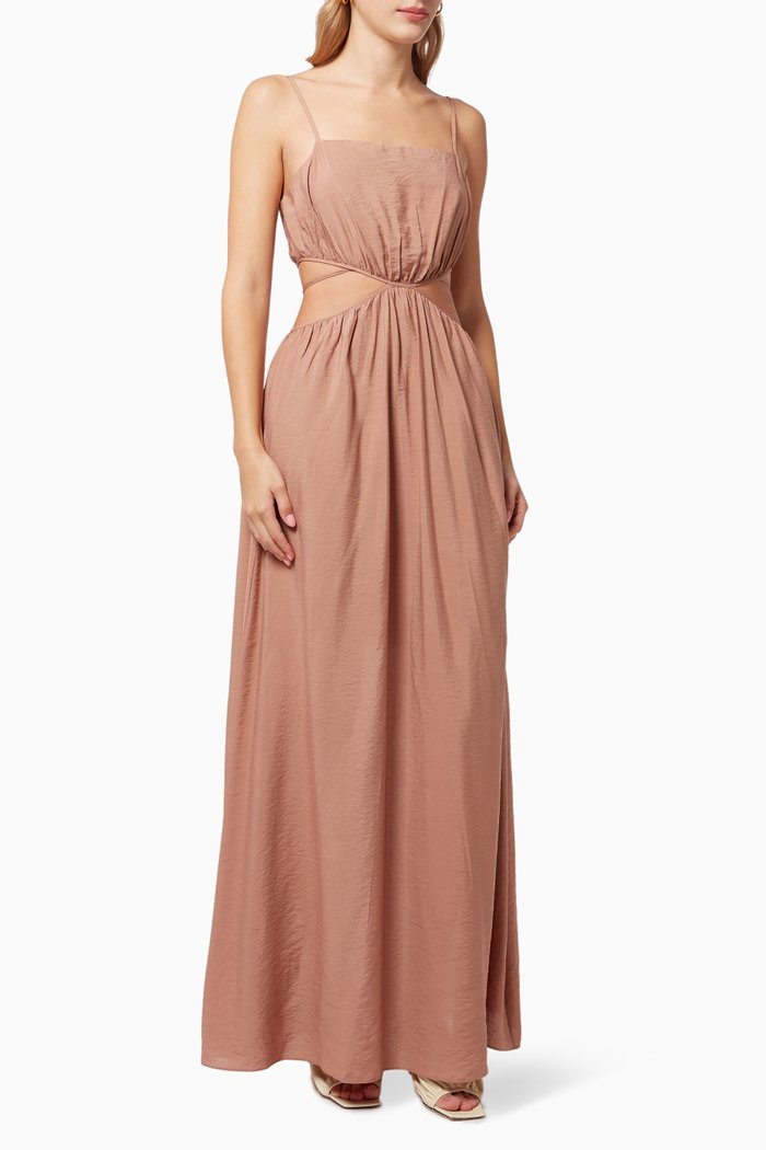 Amora Swim Coverup Dress in Rayon Blend, Brown